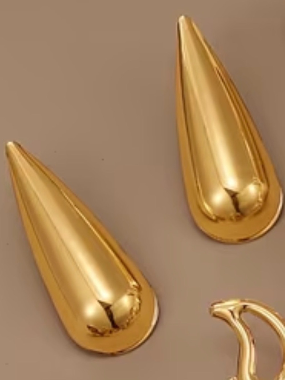Gold Teardrop Statement Earrings - Women Accessories